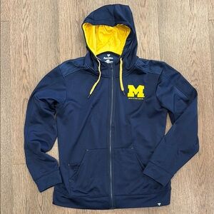 Fanatics University of Michigan Navy & Yellow Full-Zip Hoodie Jacket Coat Large